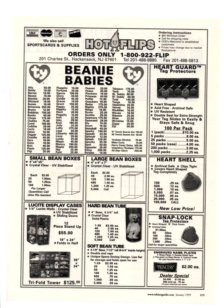 1990s ty beanie babies dealer advertisement